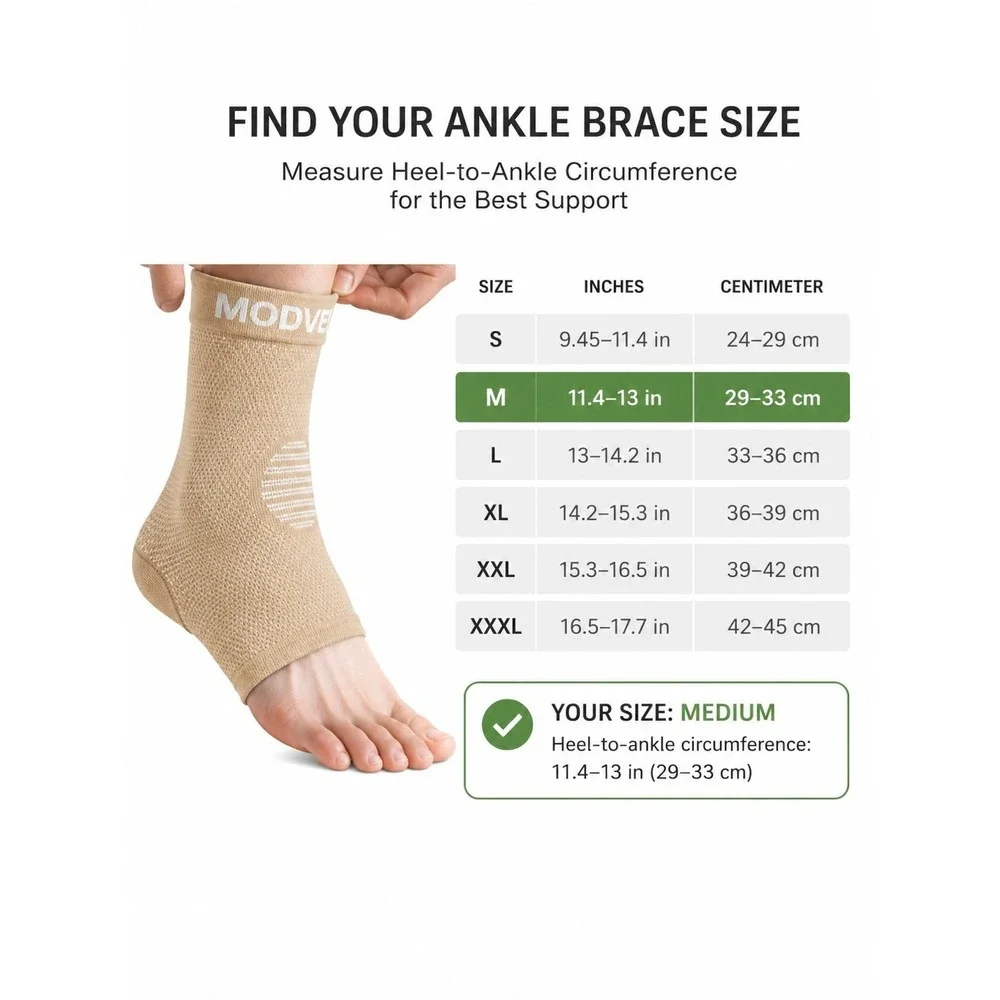 MODVEL Foot & Ankle Brace 2 Socks for Sprained Ankle Compression Sleeve Medium